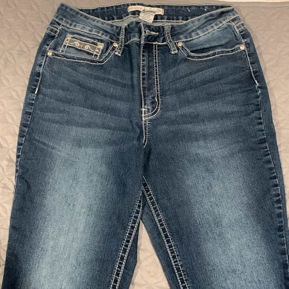 Love indigo jeans, size 10T, dark wash, button Back pocket, worn like 2 times